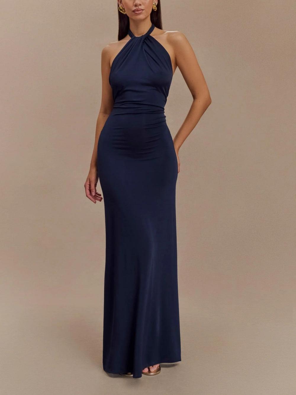 Slinky Halter Maxi Dress - Lagoon