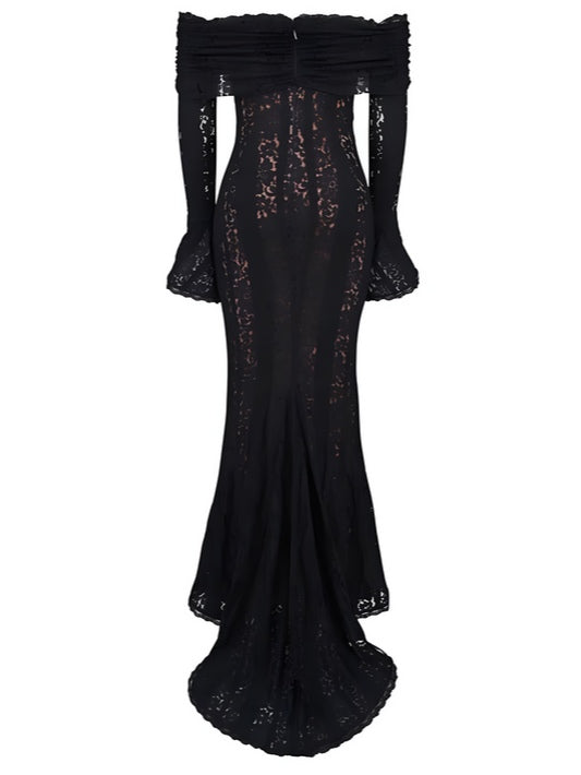 Lace Off-Shoulder Maxi Dress