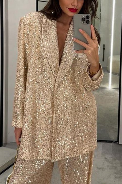 Sequined Wide-leg Pants