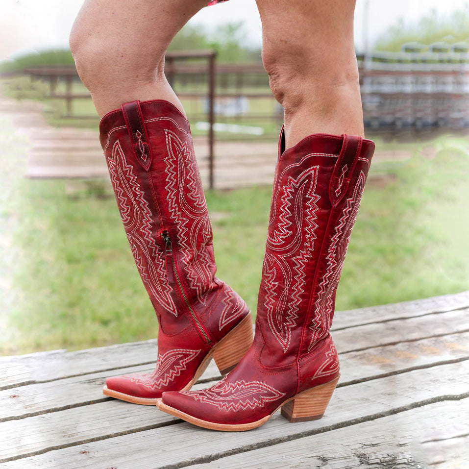 Cowboy Carter Outfits Vintage Embroidered Pointed Toe Western Boots