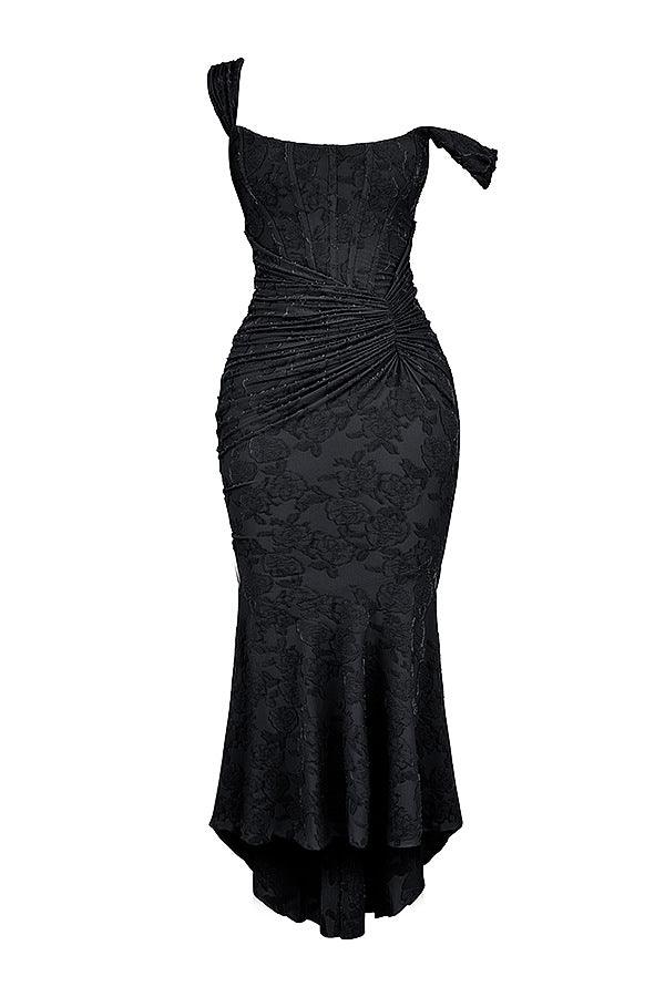 Black bell floral maxi dress